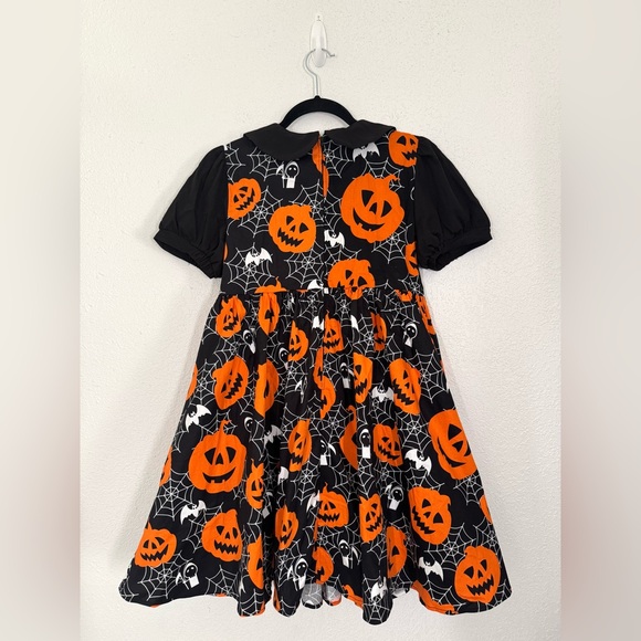 Unique Vintage Pumpkins & Spiderwebs Arden Babydoll Mini Dress Small NEW - Picture 5 of 8